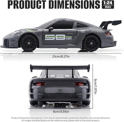 RC Drift Car 1:24 4WD Remote Control Cars Vehicle with LED Light2.4GHz 20KM/H High Speed RC Cars with Two Batteries &amp Drifting Tires Racing Sport Toy for Adults Boys Girls Kids