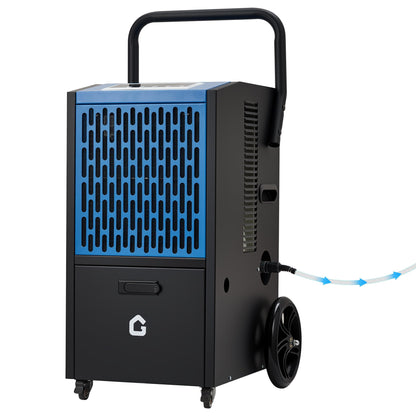 105 Pints Commercial Dehumidifier, Drain Hose, Timer, 4 Wheels, Large Capacity Dehumidifier for Basement, Ideal for Flood Repair, Warehouse, Factory, 110V/60Hz/520W, US Standard
