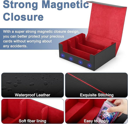 Card Deck Case for Trading Cards 1800+ MTG Card Storage Box Leather Magnetic Closure Storage Box for Magic Commander MTG YuGiOh PKM and Sports Cards