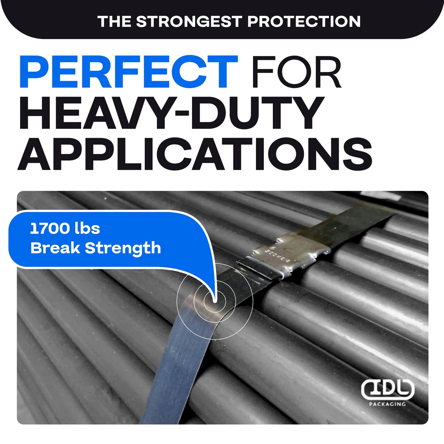 IDL Packaging 3/4" x .020" x 300' Steel Strapping Coil (1700 Lbs Break Strength) in Self-Dispensed Сardboard Box - Portable Strong Banding with Superior Cut-Resistance - Heavy Pallet Strapping