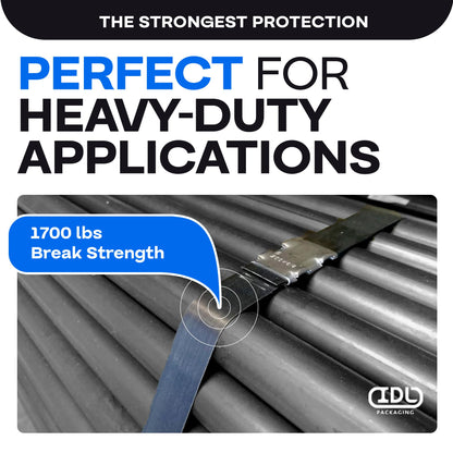 IDL Packaging 3/4" x .020" x 300' Steel Strapping Coil (1700 Lbs Break Strength) in Self-Dispensed Сardboard Box - Portable Strong Banding with Superior Cut-Resistance - Heavy Pallet Strapping