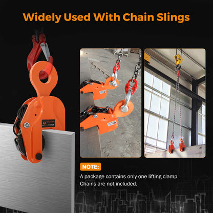 BEAMNOVA 2 Ton 4400 lbs Vertical Plate Lifting Clamp Sheet Metal Lifting Clamp Metal Steel Plate Lifting Clamps Lifters Heavy Duty Orange