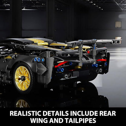 GEVINST Collectible Sports Race Cars Building Set Model Car Kits for Boys 8-12 and up Adults 1:14 Scale Black Gold Supercar Gifts (1309 PCS)