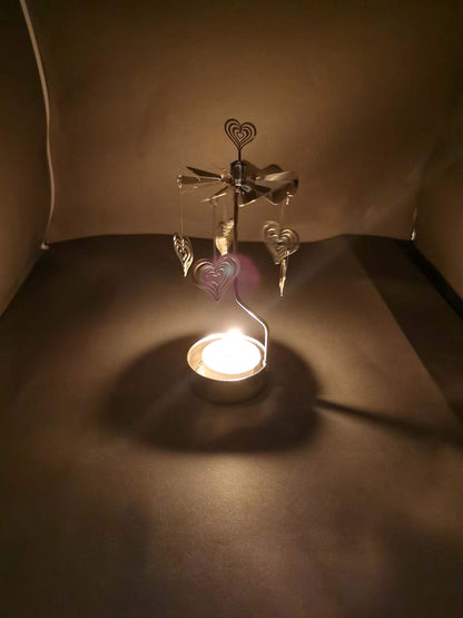Rotary Candle Holder Spinning Candleholder Metal Small Gift (Heart)