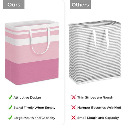 HomeHacks 2 Pack Large Laundry Baskets, Waterproof, Freestanding Laundry Hampers, Collapsible Clothes Hamper with Reinforced Handles in Laundry, College Dorm, Bathroom, Bedroom (Blue+Pink, 100Lx2)