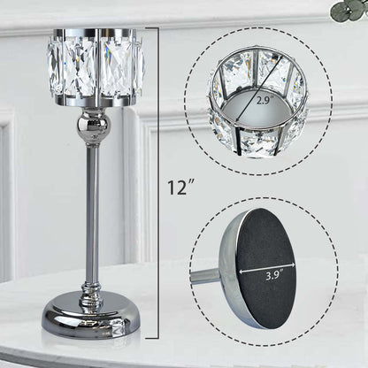 2 Pcs Crystal Bowl Tealight Candelabra Votive Candle Stand, Wedding centerpieces for Tables Crystal Candlestick，Centerpiece Table Decorations (Silver 2PCS)