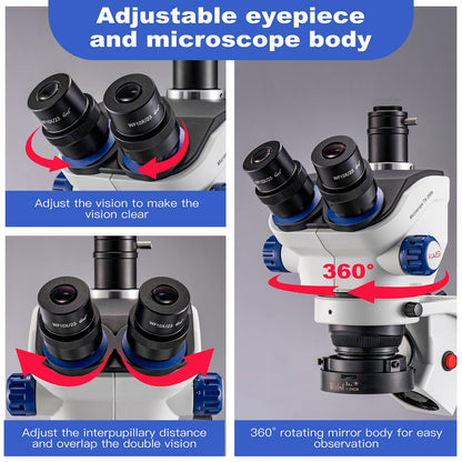 Kaisi TX-350E Professional Soldering Microscope,Trinocular Stereo Microscope, 7X-50X Magnification and WF10x23 Wide Field Eyepieces,Lab Stereo Zoom Microscopes for Electronics Repair