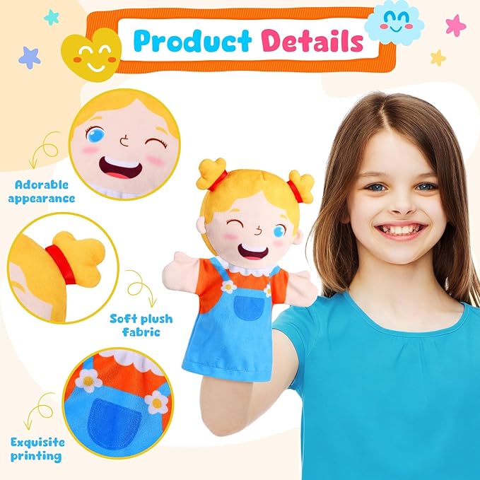 6 Pcs Role Play Hand Puppets Multicultural Entrepreneur Plush Toys Role-Play Toy Puppets for Kids Storytelling Imaginative Pretend Play Teaching Preschool(Multiculturalism)