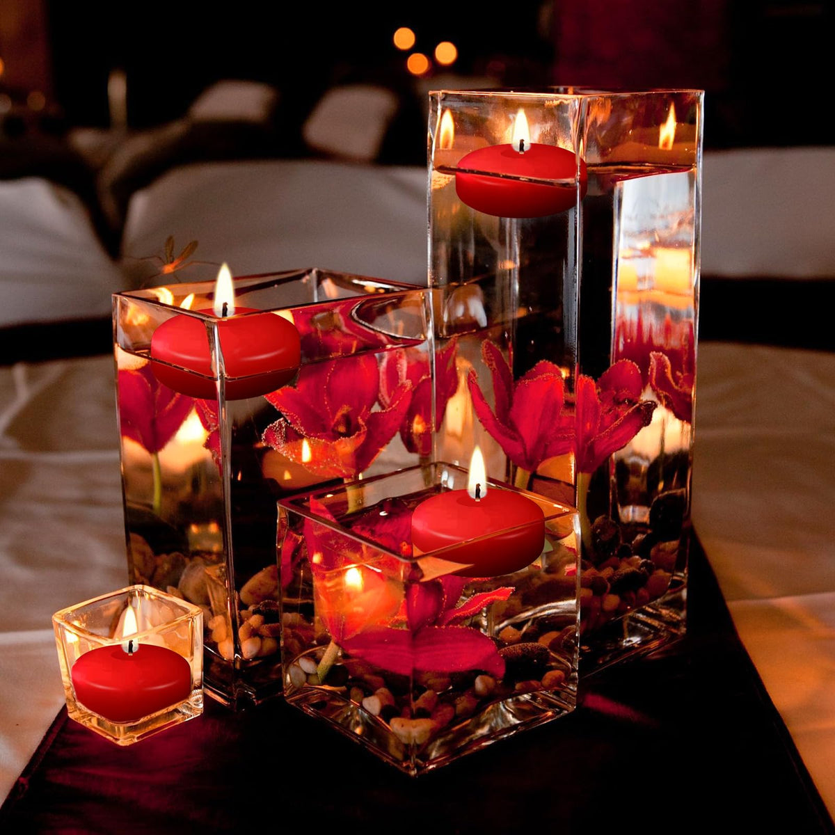 White Red Floating Candles 2 inch, 6 Pack Floating Candles 5-6 Hours Burning, Unscented Floating Candles for Centerpieces for Proposal Decorations, Romantic Night Set (6 Pack, red + White, 2 inch)