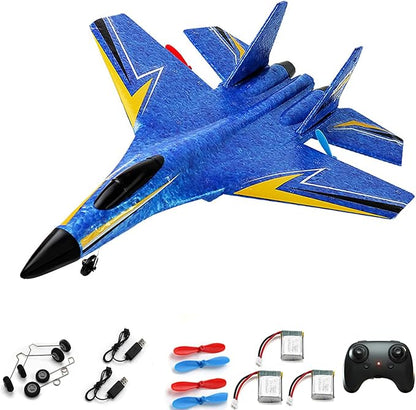 RC Planes for KidsRemote Control Airplanes Toys for Boys Girls2CH Outdoor Foam RC Glider Fighter Jet for Teen and Adults Hobby Blue