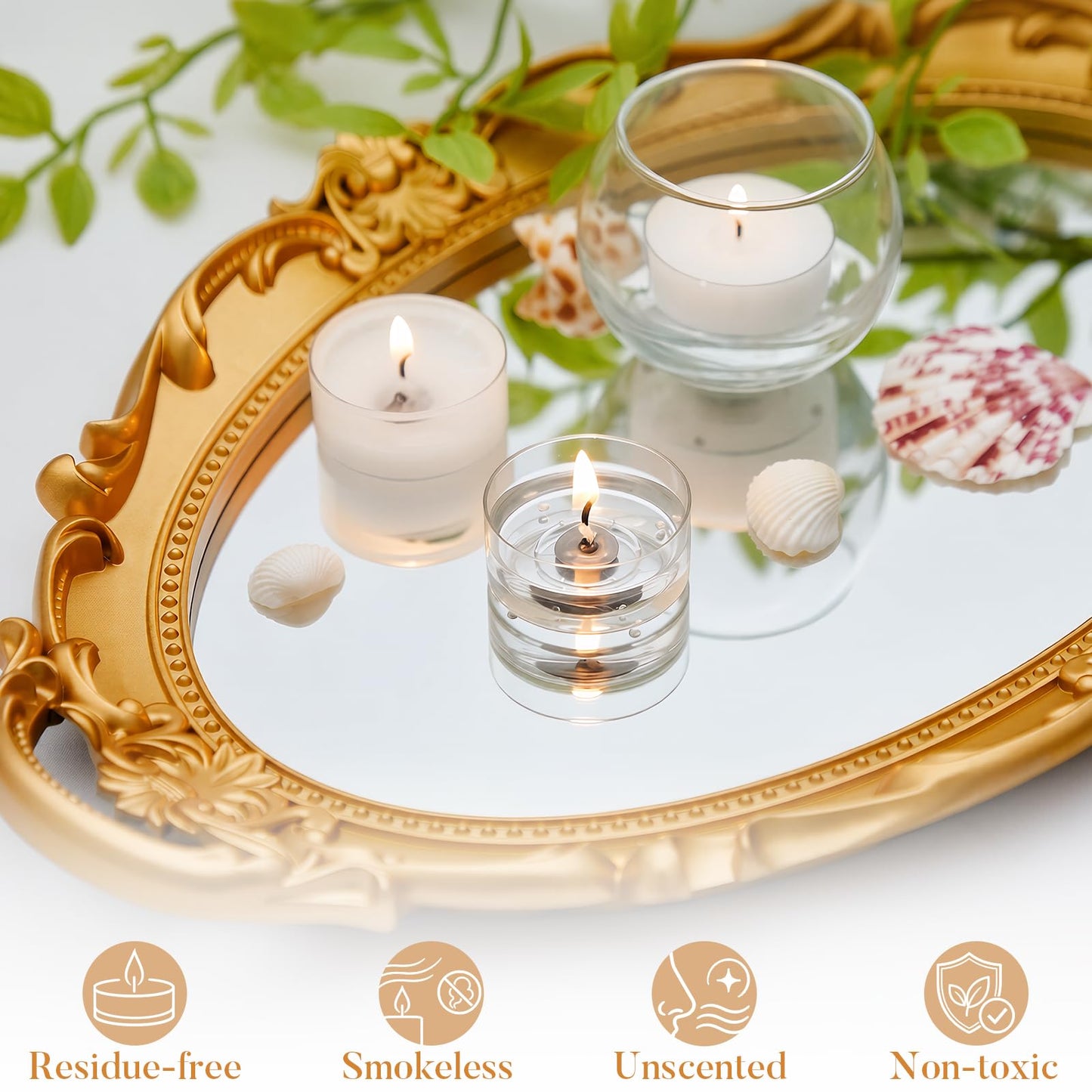 Ashlux Candle Set - 4H Tea Lights | Unscented Dripless Smokeless Clean Burning Long Lasting Candles for Wedding Home Decor Dinner Church Holiday