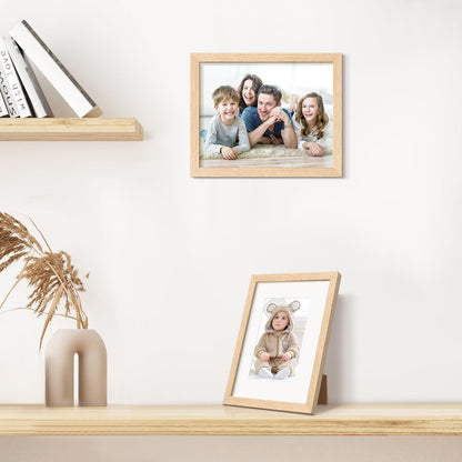 Upsimples 8x10 Picture Frame - Natural Solid Wood Design for 5x7 or 8x10 Displays | Wall & Tabletop Use