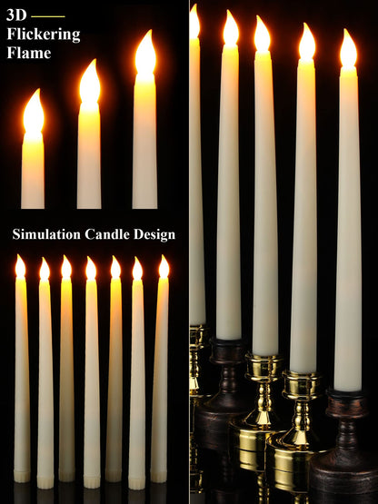 Retisee 300 Pcs 11 Inch Flameless Taper Candles LED Candles Bulk Battery Operated Taper Candle Flickering LED Candlesticks for Valentines Birthday Wedding Party Decor (Classic Style,Ivory)
