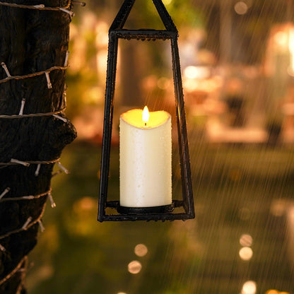 Homemory Outdoor Waterproof Flameless Candles, LED Candle with Remote and Timer, Battery Operated Candles, Electric Fake Plastic Candles, Ivory White, Set of 3