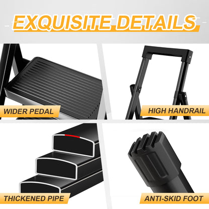9 Step Ladder with Platform,Folding Step Stool Heavy Duty,Protable Step Ladders with Anti-Slip Widen Pedals,Handrail,Safe-Lock Design,Tall Kitchen/Closet Step Ladder for Adults