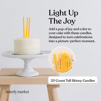 Sisterly Market 20 Count Tall Skinny Orange Solid Birthday Cake Candles for Birthday Wedding Party Cakes Decorations