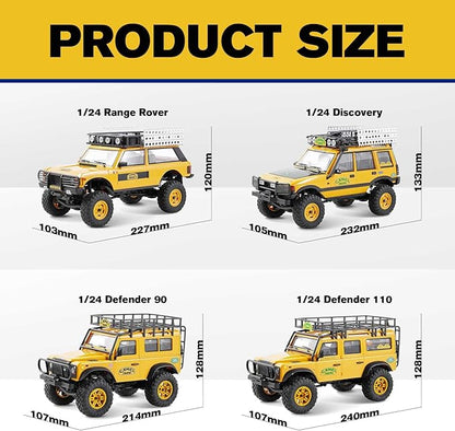 EAZYRC FMS 1/24 FCX24M RC Crawler RTR Land Rover Series with Licensed 1/24 RC Truck 4X4 Mini RC car with Lighting 2.4Ghz Remote ControlBattery (Defender110)