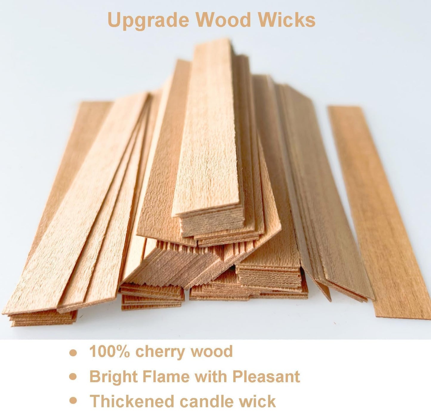 50 PCS Wooden Candle Wicks & Wick Trimmer Wood Candle Wicks 5.1 x 0.5 x 0.02 Inch Smokeless Wood Wicks for Candles with Candle Wick Trimmer and Iron Stand for DIY Candle Making（Use Two Wicks）