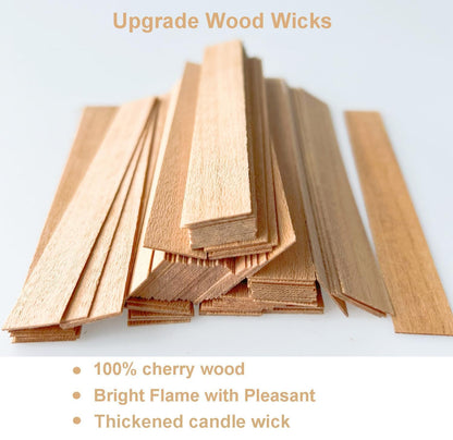 50 PCS Wooden Candle Wicks & Wick Trimmer Wood Candle Wicks 5.1 x 0.5 x 0.02 Inch Smokeless Wood Wicks for Candles with Candle Wick Trimmer and Iron Stand for DIY Candle Making（Use Two Wicks）