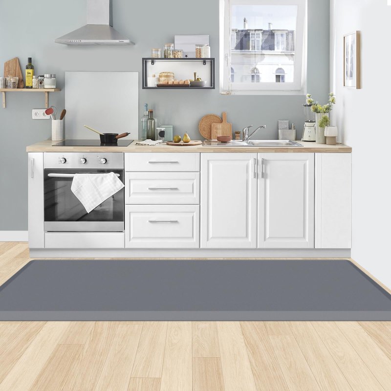 KitchenClouds Kitchen Mat Cushioned Anti Fatigue Rug 24"x70" Water Resistant, Non Slip, Standing and Comfort Desk/Floor Mats for House Sink Office (Grey,0.8inch)