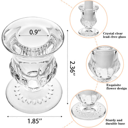 Glass Taper Candle Holders Set of 6 Clear Crystal Candle Holders for Candlesticks, Elegant Candlestick Holders for Table Centerpiece Wedding Party Christmas Thanksgiving Festival