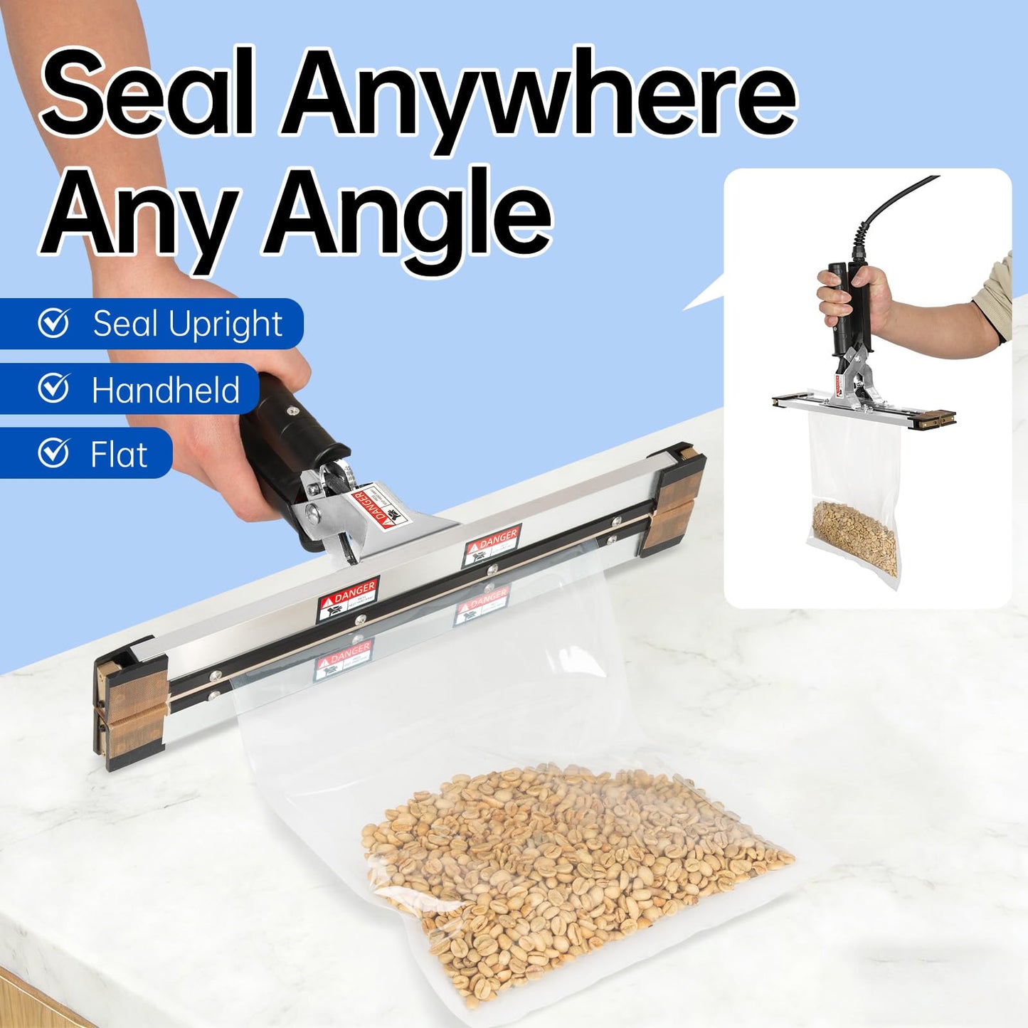 R-PACK Portable Handheld Heat Sealer Machine, IPS-300 12-Inch | Instant-Heat Sealing for Polyethylene, Foil, Kraft, and Mylar Packaging