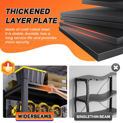 PKDYEZ Garage Shelving Heavy Duty,3000LBS Storage Shelves,Industrial Shelving 5-Tier Adjustable,Garage Storage Shelves,Easy Assembly Storage Shelf for Warehouse,Basement,Office[78" H*46" W*20"]