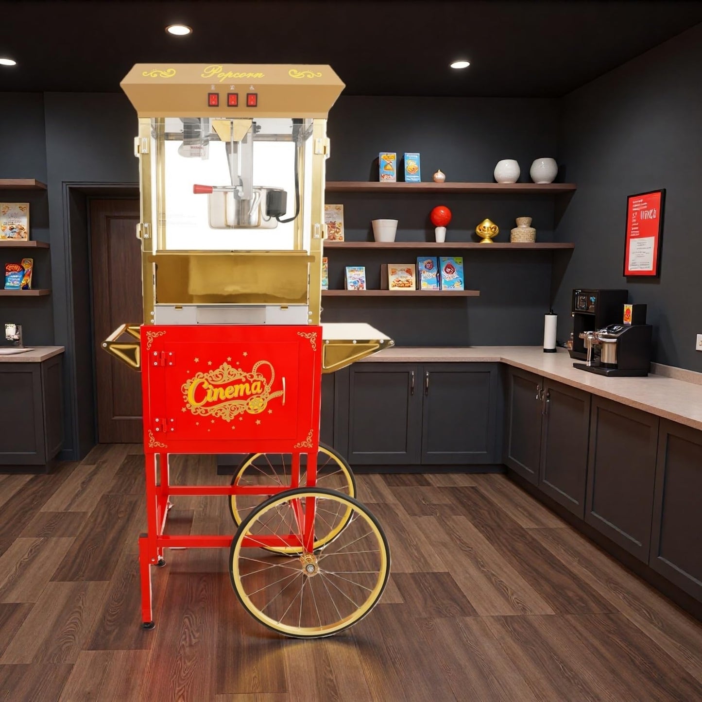 Trygoal Commercial Popcorn Machin with Cart