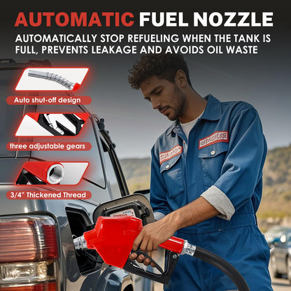 Poafamx 16 GMP Diesel Transfer Pump, 12V DC Fuel Transfer Pump Kit with Nozzle Hoses, Self Priming Electric Oil Transfer Pump with High Flow Rate Auto Motor for Diesel Oil