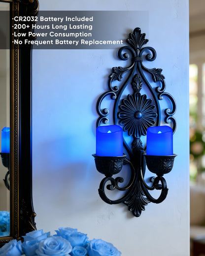 Homemory 24Pack Blue Flickering Flameless Votive Candles, 200+Hour Electric Fake Candles, Battery Operated LED Tealight for Wedding, Outdoor, Table, Festival (Warm White,Battery Included)