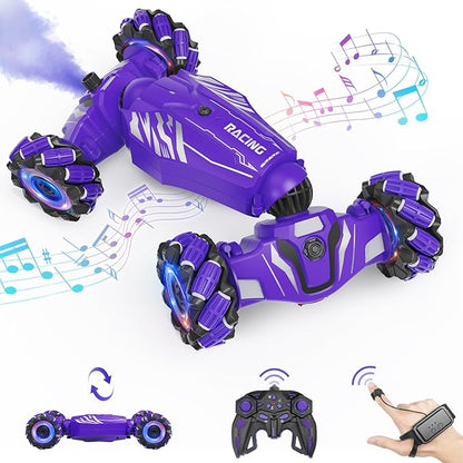 Dysaim Gesture RC Car Birthday Gifts Toys for Boys Girls Age 6-12 4WD Remote Control Car 360° Rotate Transform Drift RC Cars with Lights Music Sprayer 2.4Ghz Hand Controlled