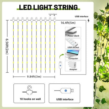 HXWEIYE Artificial Ivy Greenery Garland - 12 Pack with 200 LED Fairy Curtain String Lights | Perfect for Indoor/Outdoor Decor