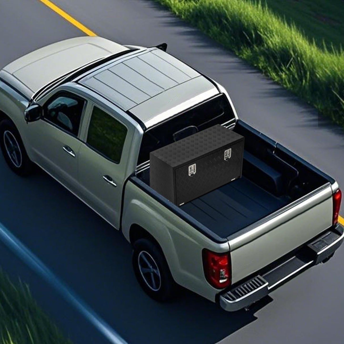 ActiveTrail Heavy Duty Aluminum Truck Bed Tool Box, Waterproof Trailer Storage Box with t-Handle & Lock, 18"X18"X36" Storage Toolbox for Pickup Truck Bed, RV, Trailer