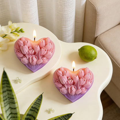 Tulip Heart Flower Petal Mold - Cylinder Molds Silicone Wave Spiral Candle Mold - Silicone Resin Casting Molds for Candle & Resin & Soap Craft Supplies