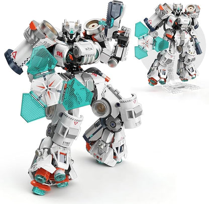HIGH GODO Aerospace Mech Robot Transforming Building Blocks Set for Adults Warrior Justice Hero Mech Model Building Kit with Display Shelf Cool Creative Robots Toys Gift for Teens 14+ 1000+ Pieces