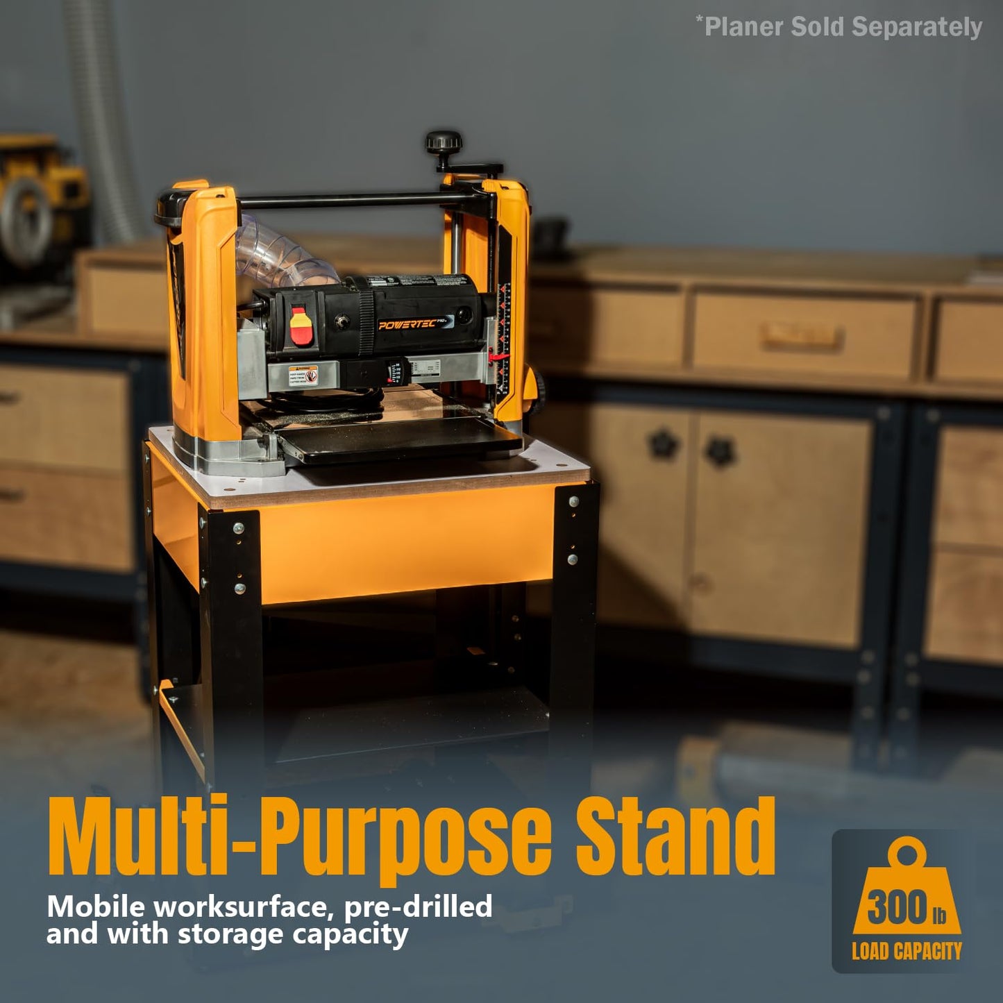 POWERTEC Tool Stand with Wheels, Casters & Melamine MDF Table Top, Power Tool Stand for Miter Saw, Drill Press, Belt Sander, Bench Grinder, Band Saw, Scroll Saw, Planer, Orange (UT1008)