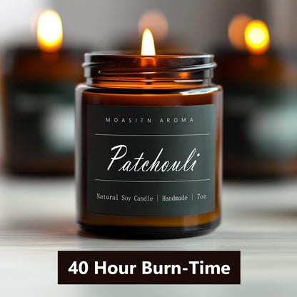 MOASITN Patchouli Highly Scented Candles for Home| Natural Soy Aromatherapy Candle| Handmade Long Lasting Jar Candle| Candel Gift for Women,Men as Relaxing,Birthday,Housewarming Gifts| 7oz