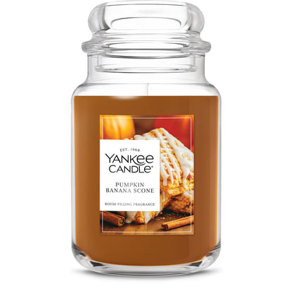 Yankee Candle Pumpkin Banana Scone, Scented Candle, 22oz Large Jar with up to 150 Hour Burn Time, Giftable