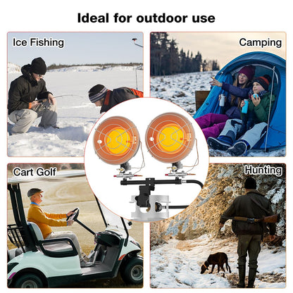 ThermoMate Propane Tank Top Heater 30000 BTU With Tip-over Protection, Portable Dual Burners With Adjustable Heat Settings for Camping, Garage, Ice Fishing, Golf Cart