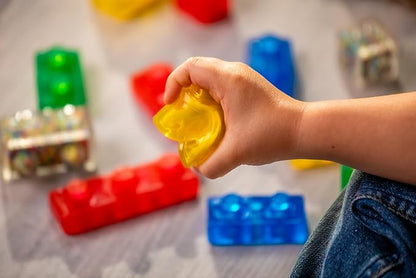Jelly Blox Stash 'N Stack 2-in-1 Storage Case with 30 Blocks | Toddler &amp Preschool Building Blocks Kids Can Squeeze &amp Stretch | MESH ACCREDITED | Safety Tested &amp Ouch-Free | Sensory Play T