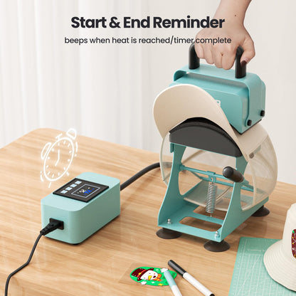 EENOUR Hat Press, Hat Heat Press Machine with 2 Platens & Caps Stretcher, Hat Press Heat Machine for Caps with Memory Mode, Precise Time and Temperature Control, Heat Transfer Printing for Caps, Hats