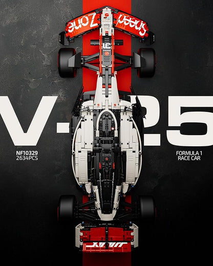 Nifeliz V25 F1 Racing Car Model Set 1:8 Scale Car Building Set for Adults Collectible and Display Gift for Racing Fans (2634 PCS NF10329)