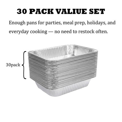 Livizaria Disposable Aluminum Foil Pans 9×13 Inch – Durable Foil Baking Pans for Oven & Freezer Use, Meal Prep, Casseroles & Roasting – Deep Disposable Pans for Parties, Catering & BBQ (30 Pack)