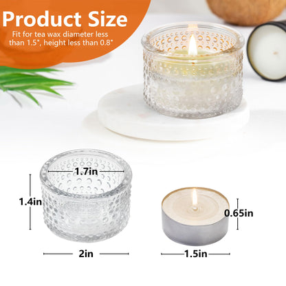 JOYIT Clear Votive Candle Holders Bulk Set of 4, Tealight Candle Holder for Wedding Table Centerpiece, Glass Small Candle Holders for Birthday Party, Valentine's Day, Home Decor (2''X 1.4'')