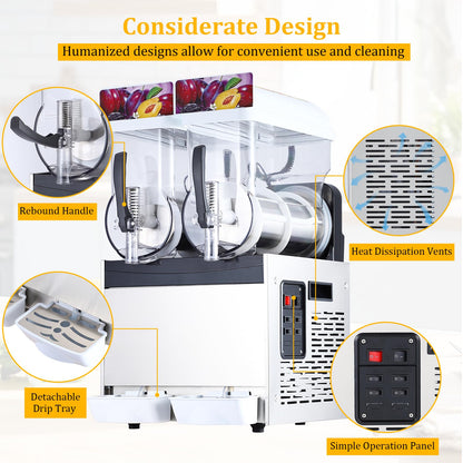 Commercial Slushy Machine, 15Lx2 Double Tank Margarita Machine, Stainless Steel High-Speed Self-Cleaning Frozen Drink Slushie Machine for Bars Restaurants Cafe Home Use