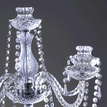 Efavormart 4-Arm Crystal Chandelier Candelabra 35" Silver - Metal Taper Candlestick Holder Table Centerpiece for Events