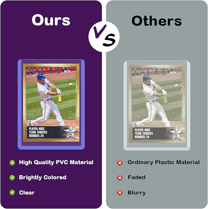 50ct 3X4 Card Sleeves Hard Plastic - 180pt Hard Card Sleeve Baseball Card Protectors Hard Plastic Premium Card Sleeves for Trading Cards Hard Card Holder for Sports Baseball Football Game Cards