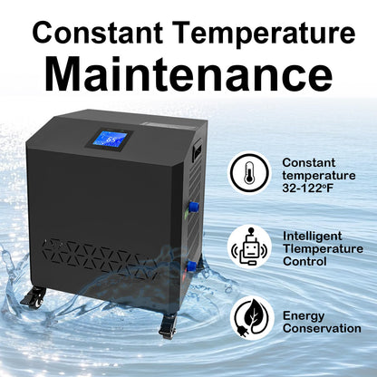 YAKUST Aquarium Chiller,LED Display Fish Tank Chiller, 1 HP Active Aqua Chiller for Axolotl, Water Chiller with Pump, Nozzles and Hoops Ideal for Coral Reef Shrimp (264 Gallon)