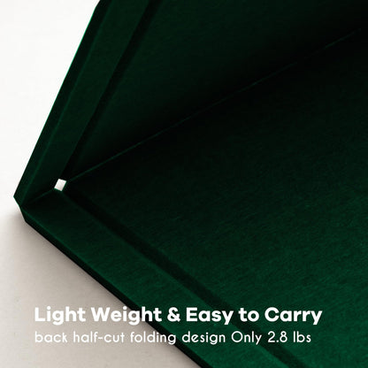Lightomorrow Large Bulletin Board - 48 x 36 Inches, Decorative Felt Pin Board for Wall - 4' x 3' Foldable Photo Display Board with Self-Adhesive Tape, Includes 20 Push Pins - Dark Green
