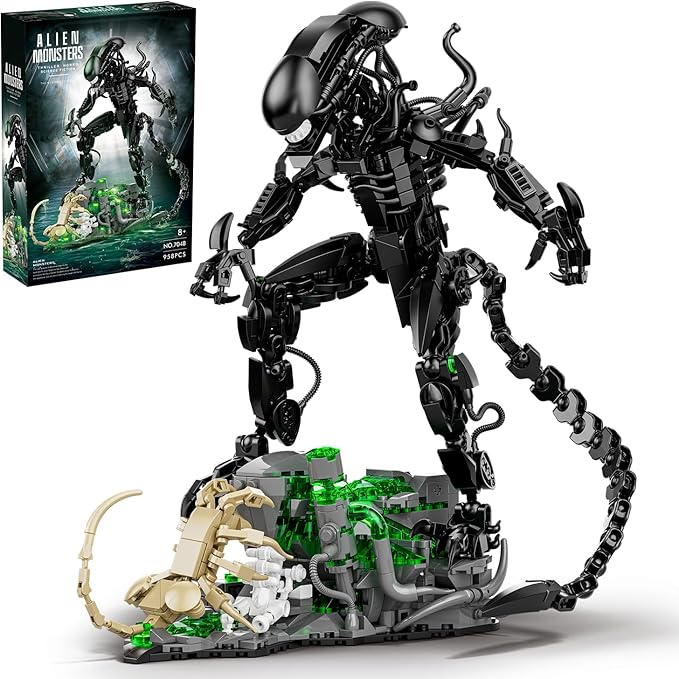 Xenomorph Building Set MOC Alien Action Figure Kit Compatible with Lego Horror Sci - Fi Collectible Model Figure &amp Detailed Base for Adults Kids Birthday for Movie Fans Aged 8+ 958PCS